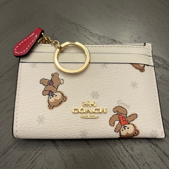 Coach Mini Skinny ID Case with Bear and Snowflake Print. NWT - Picture 1 of 5
